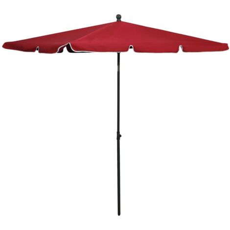 Parasol de jardin avec mât 210x140 cm Rouge bordeaux vidaXL