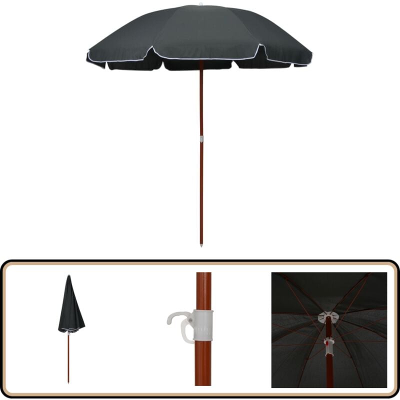 Parasol de jardin avec mât en acier 240 cm anthracite - Parasol De Jardin - Parasol Rectangulaire - Parasol Anthracite - Parasol Résistant Aux uv