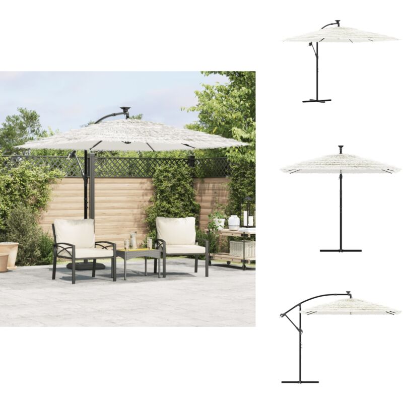 Vidaxl - Parasol de jardin avec mât en acier blanc 269x269x235 cm - Parasol De Jardin - Parasol Extérieur - Parasol Rectangulaire - Parasol Blanc