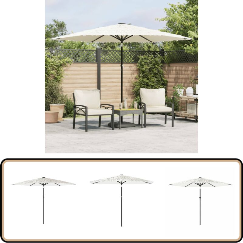 Parasol de jardin avec mât en acier blanc 288x288x225 cm - Parasol De Jardin - Parasol Extérieur - Parasol Rectangulaire - Parasol Blanc - Parasol