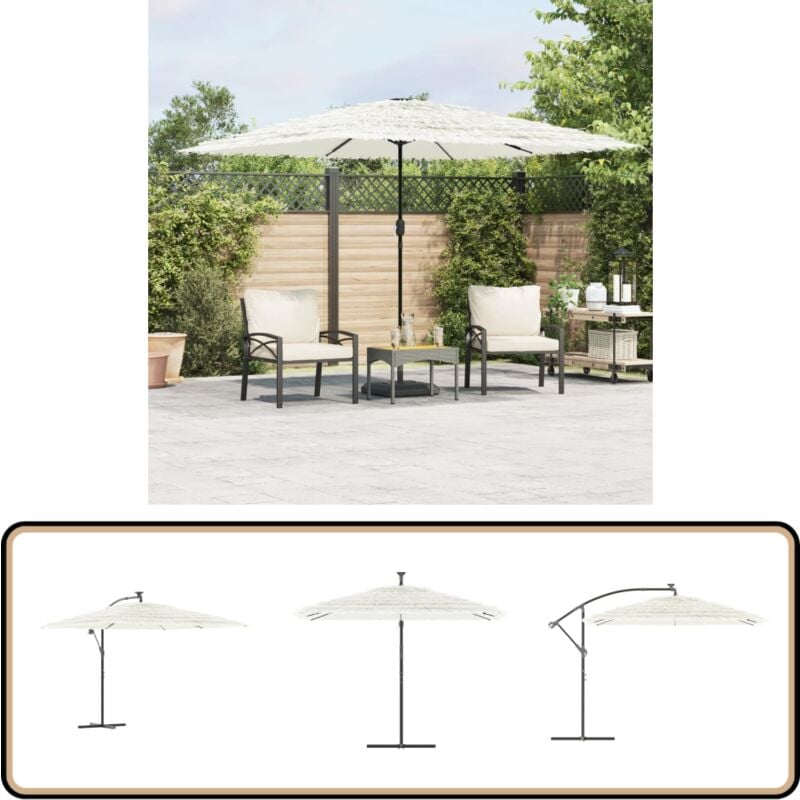 Parasol de jardin avec mât en acier blanc 290x290x238 cm - Parasol De Jardin - Parasol Extérieur - Parasol Rectangulaire - Parasol Blanc - Parasol