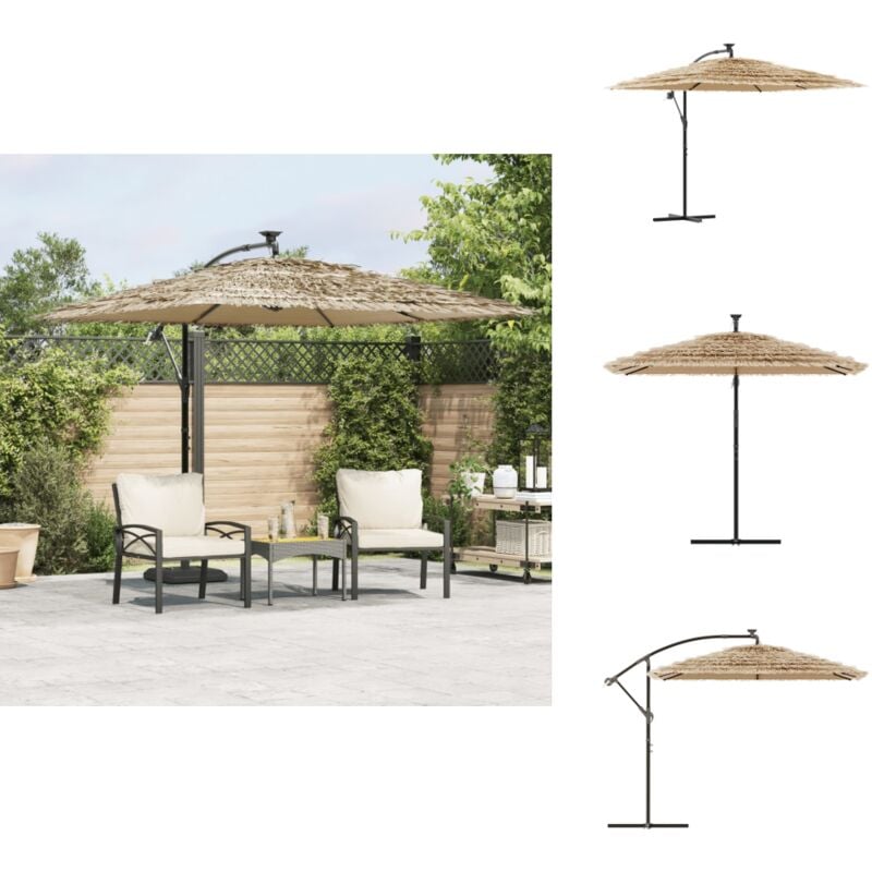 Parasol de jardin avec mât en acier marron 269x269x235 cm - Parasol De Jardin - Parasol Extérieur - Parasol Rectangulaire - Parasol Brun - Parasol