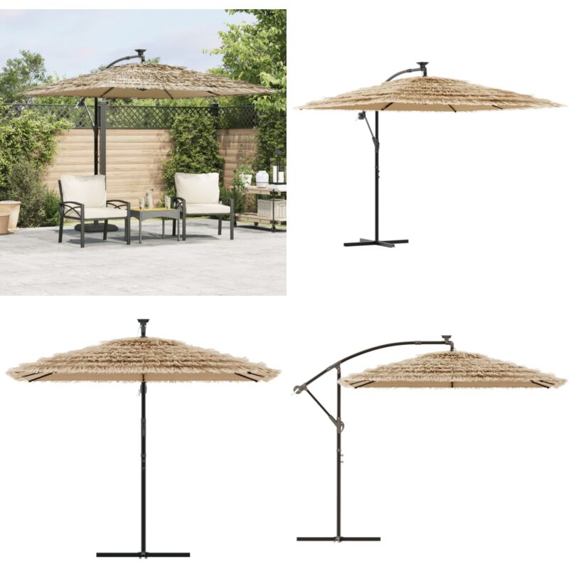 Parasol de jardin avec mât en acier marron 269x269x235 cm - Parasol De Jardin - Parasol Extérieur - Parasol Rectangulaire - Parasol Brun - Parasol