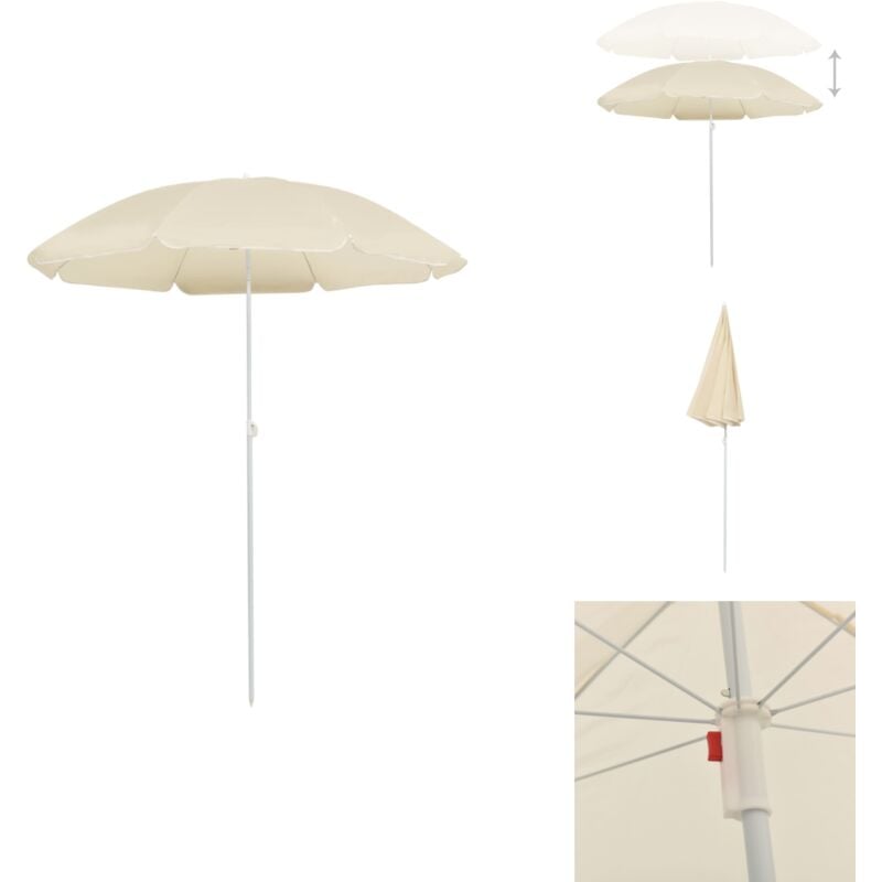 Parasol de jardin avec mât en acier sable 180 cm - Parasol De Jardin - Parasol Exterieur - Parasol Beige - Parasol Inclinable - Parasol Résistant Aux