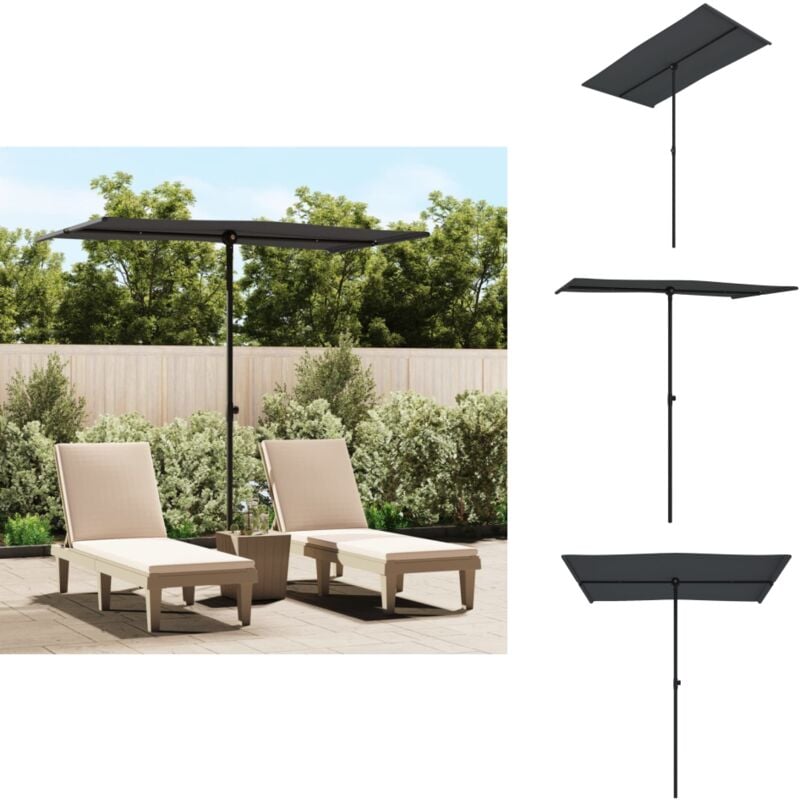 Parasol de jardin avec mât en aluminium 180x110 cm Noir - Parasol De Jardin - Parasol Extérieur - Parasol Rectangulaire - Parasol Noir - Parasol