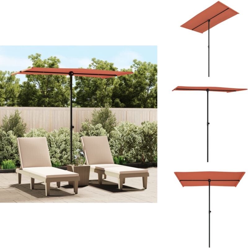 Parasol de jardin avec mât en aluminium 180x110 cm Terre cuite - Parasol De Jardin - Parasol Exterieur - Parasol Rectangulaire - Parasol Terrasse