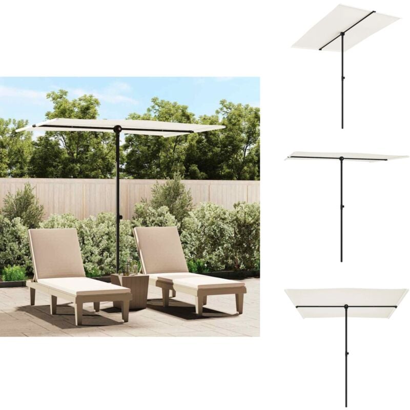 Parasol de jardin avec mât en aluminium 2x1,5 m Blanc sable - Parasol De Jardin - Parasol Rectangulaire - Parasol Terrasse - Parasol Pliable
