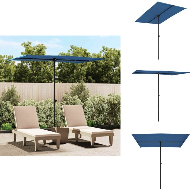 Parasol de jardin avec mât en aluminium 2x1,5 m Bleu azuré - Parasol De Jardin - Parasol Rectangulaire - Parasol Bleu - Parasol Résistant Au Soleil