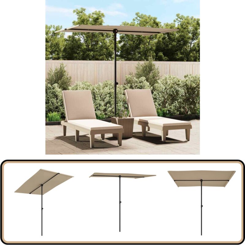 Parasol de jardin avec mât en aluminium 2x1,5 m Taupe - Parasol De Jardin - Parasol Rectangulaire - Parasol Terrasse - Parasol Taupe - Parasol