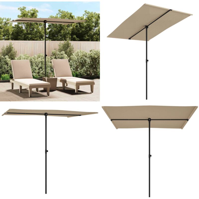 Parasol de jardin avec mât en aluminium 2x1,5 m Taupe - Parasol De Jardin - Parasol Rectangulaire - Parasol Terrasse - Parasol Taupe - Parasol