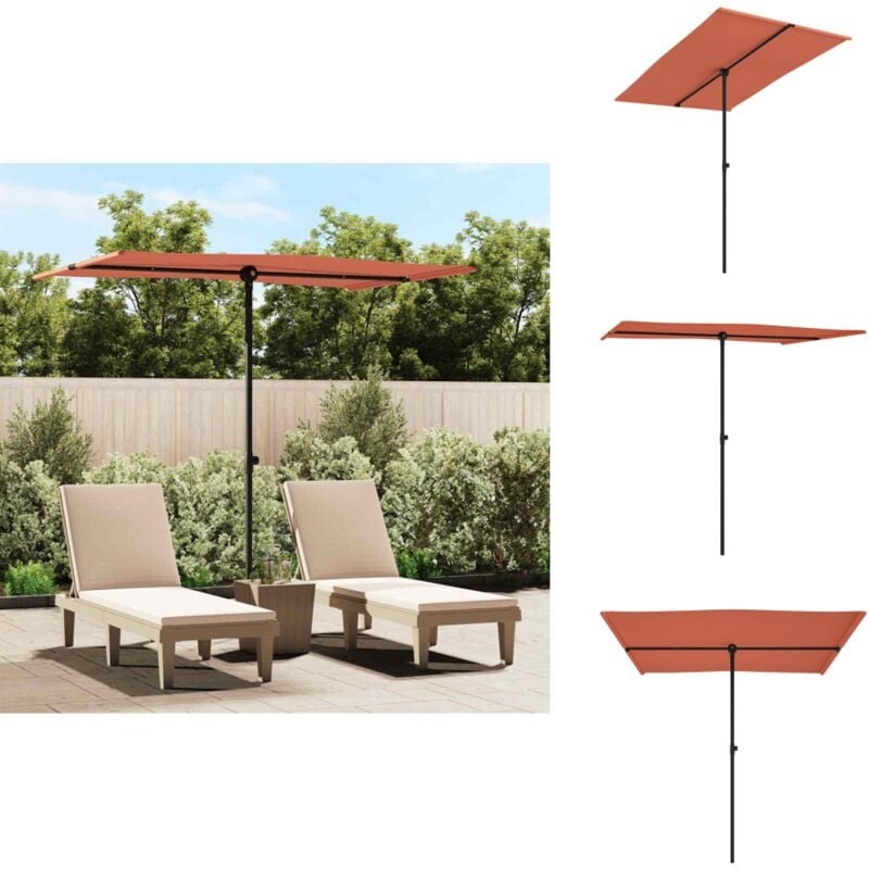 Parasol de jardin avec mât en aluminium 2x1,5 m Terre cuite - Parasol De Jardin - Parasol Rectangulaire - Parasol Terrasse - Ombrage Extérieur