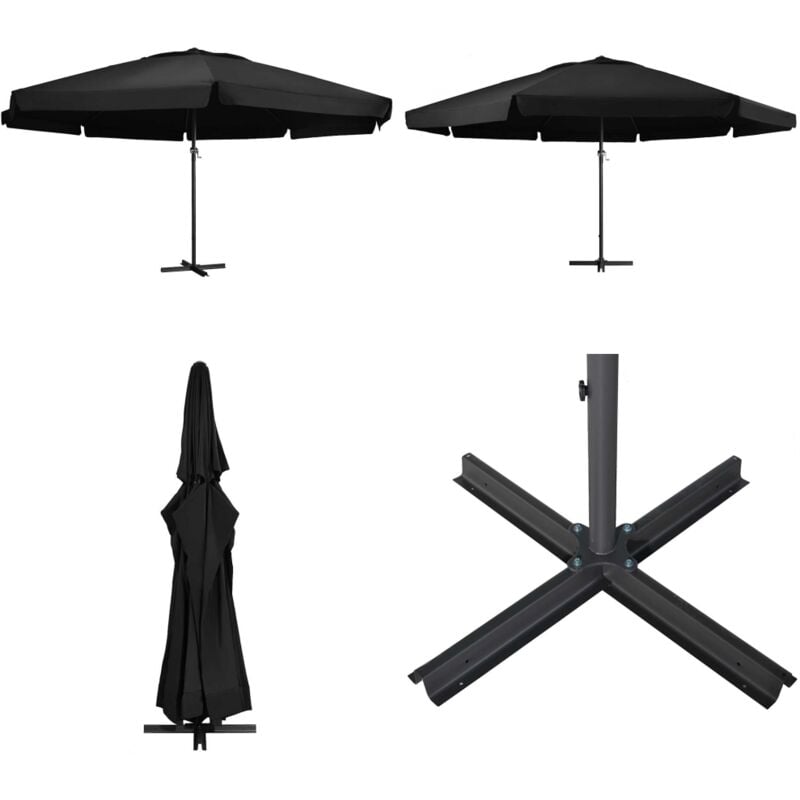 Parasol de jardin avec mât en aluminium 600 cm noir - Parasol De Jardin - Parasol Rectangulaire - Parasol Extérieur - Parasol Résistant Aux uv