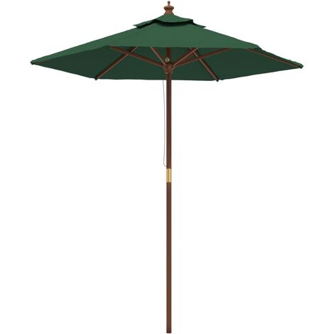 Parasol de jardin avec mât en bois 196 x 231 cm vert