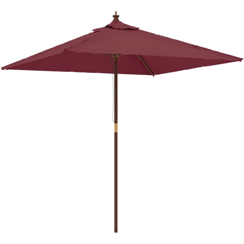 Parasol de jardin avec mât en bois 198 x 198 x 231 cm bordeaux rouge