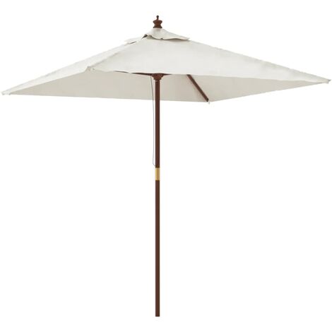 Parasol de jardin avec mât en bois 198 x 198 x 231 cm sable