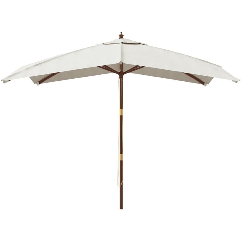 Parasol de jardin avec mât en bois 300 x 300 x 273 cm sable - Bois