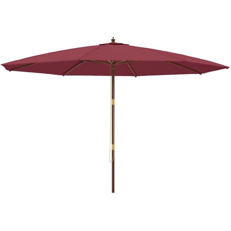 Parasol de jardin avec mât en bois 400 x 273 cm rouge bordeaux