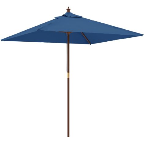 Parasol de jardin avec mât en bois bleu azuré 198x198x231