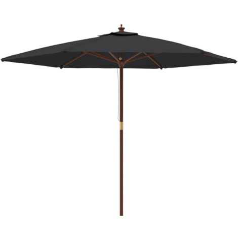 Parasol de jardin avec mât en bois noir 299x240