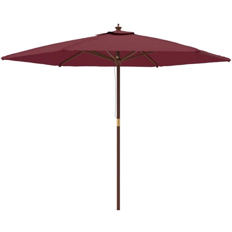 Parasol de jardin avec mât en bois rouge 299 x 240 cm bordeaux