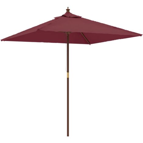 Parasol de jardin avec mât en bois rouge bordeaux 198x198x231