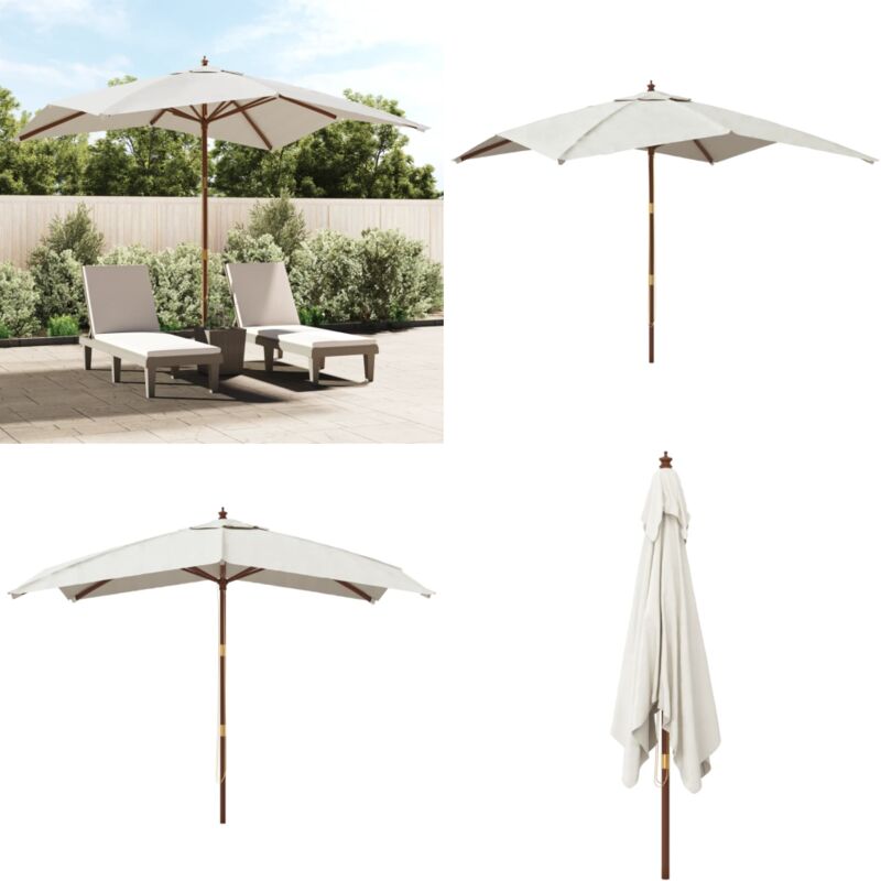 Parasol de jardin avec mât en bois sable 300x300x273 cm - Parasol De Jardin - Parasol Exterieur - Parasol Rectangulaire - Parasol Beige - Parasol