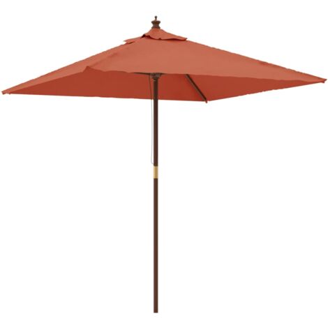 Parasol de jardin avec mât en bois terre cuite 198x198x231