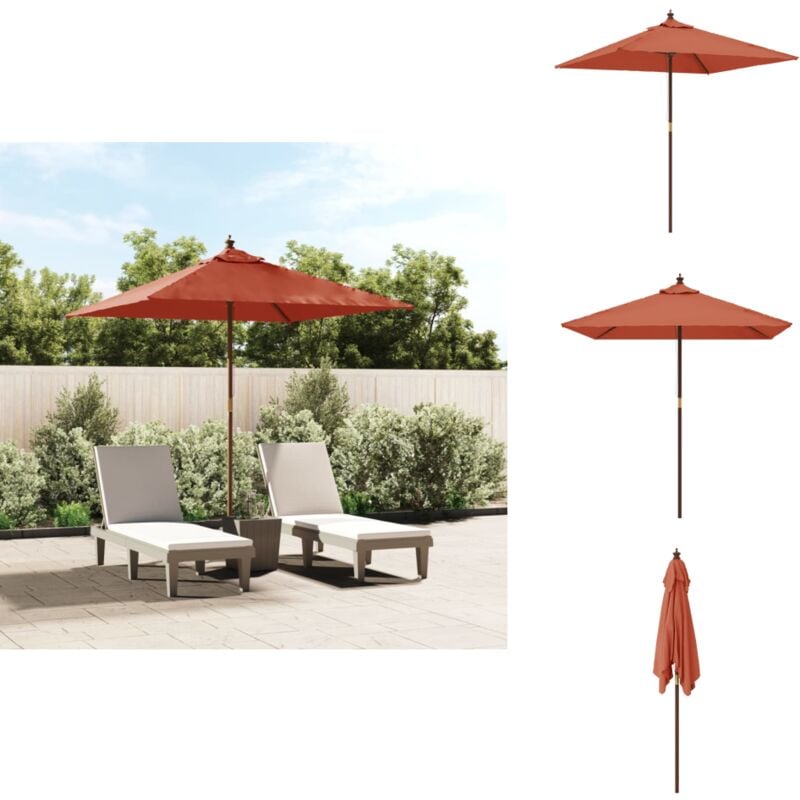 Parasol de jardin avec mât en bois terre cuite 198x198x231 cm - Parasol De Jardin - Parasol Exterieur - Parasol Rectangulaire - Parasol Brun