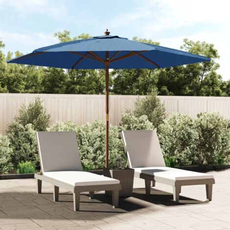 Parasol de jardin avec mât Parasol de Jardin  Protection Solaire en bois bleu azuré 299x240 cm 46948