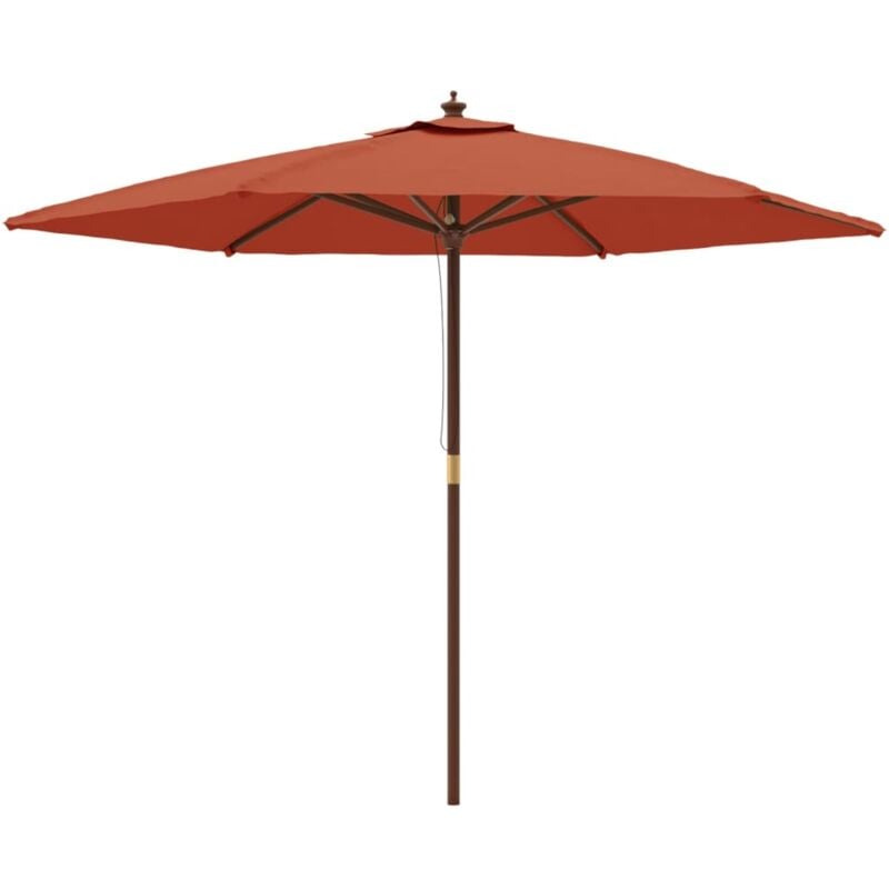 Parasol de jardin avec mât en bois terre cuite 299x240 cm