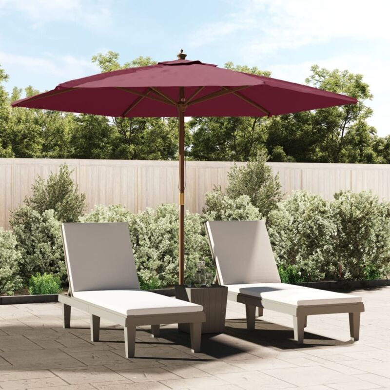Parasol de jardin avec mât en bois rouge bordeaux 299x240 cm vidaXL