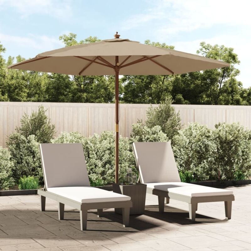 Parasol de jardin avec mât en bois taupe 299x240 cm Vidaxl