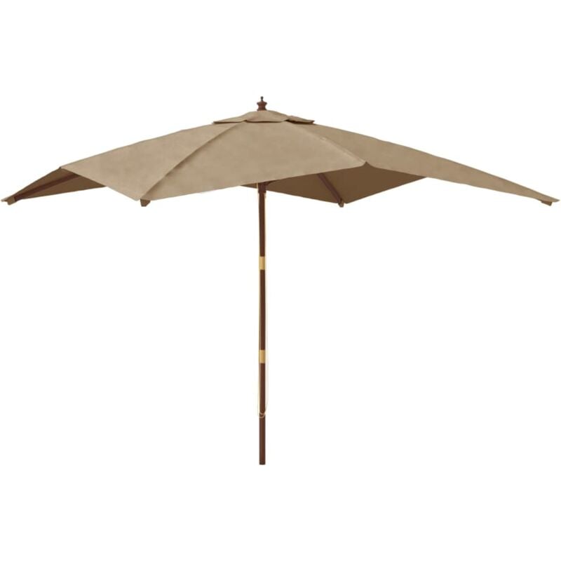 Parasol de jardin avec mât en bois taupe 300x300x273 cm