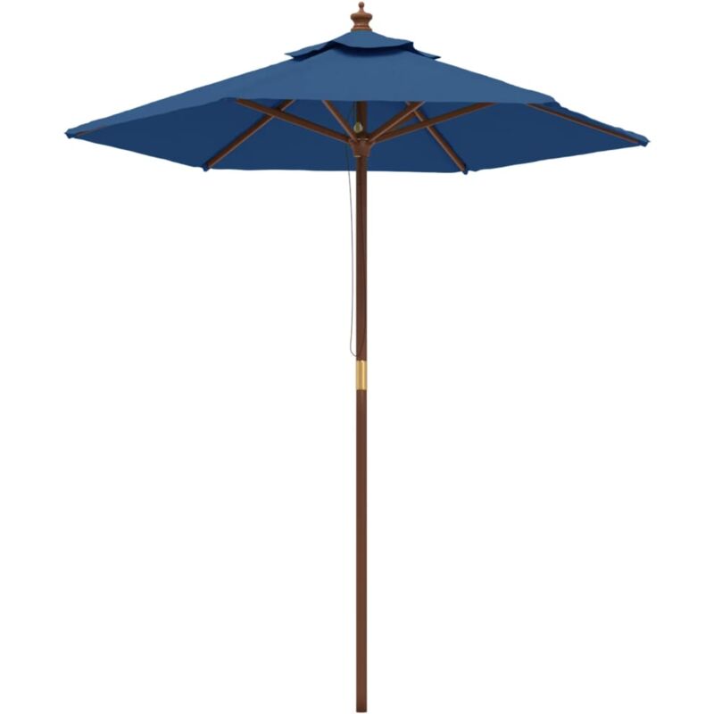Parasol de jardin avec mât en bois bleu azuré 196x231 cm Vidaxl