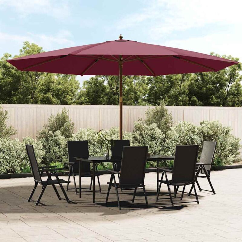 vidaXL Sonnenschirm mit Holzmast Bordeauxrot 400x273 cm
