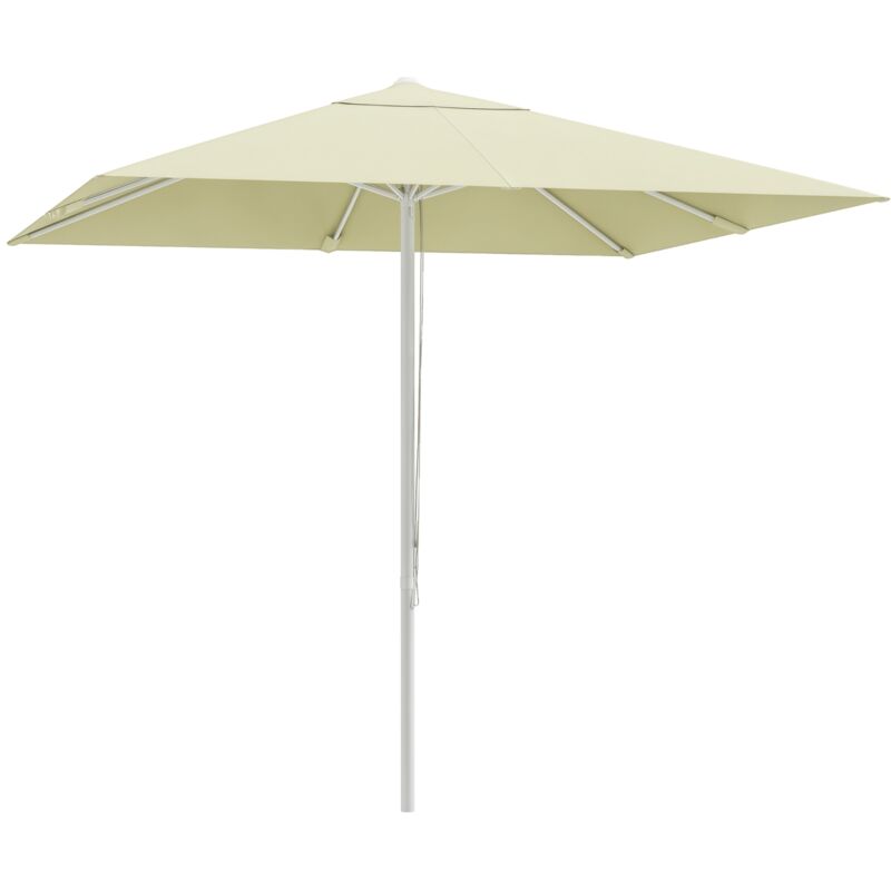 Parasol de jardin carré réglable dim. 2,48L x 2,48l x 2,50H m alu métal polyester haute densité 180 g/m² beige