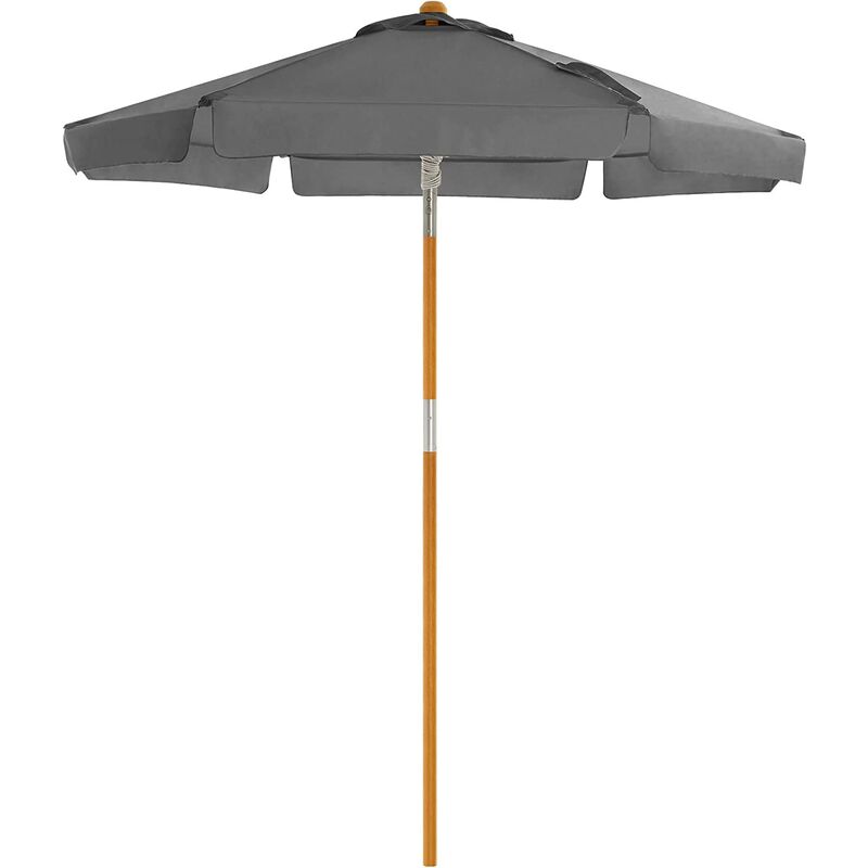 

Songmics - Parasol de jardín de 2 m, Sombrilla con protección UPF50+, Mástil y varillas de madera, Inclinable, Base no incluida, para terraza,