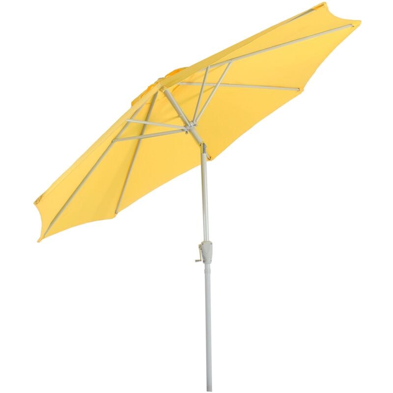 Parasol de jardin diamètre 3m inclinable mécanisme d'ouverture par manivelle polyester/aluminium 5kg jaune 040008026