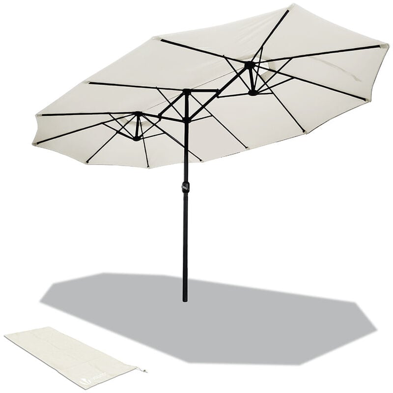 Parasol de Jardin Double en Aluminium 270 x 460 cm Beige - Vounot