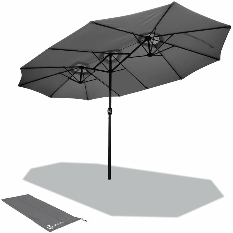 Vounot - Parasol Jardin Double Aluminium 270 x 460 cm gris