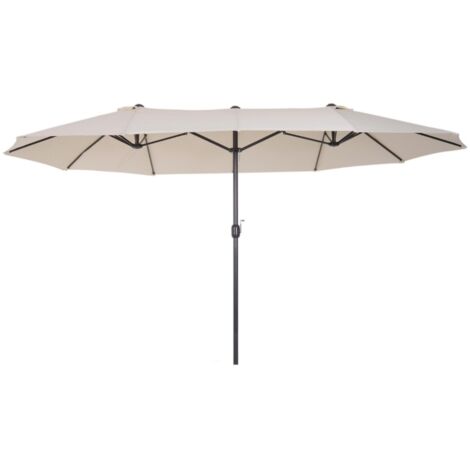 Parasol de Jardin Double avec Manivelle - Format Ovale Beige 455x265x238 cm - Pour Terrasse et Marché (Sans socle)
