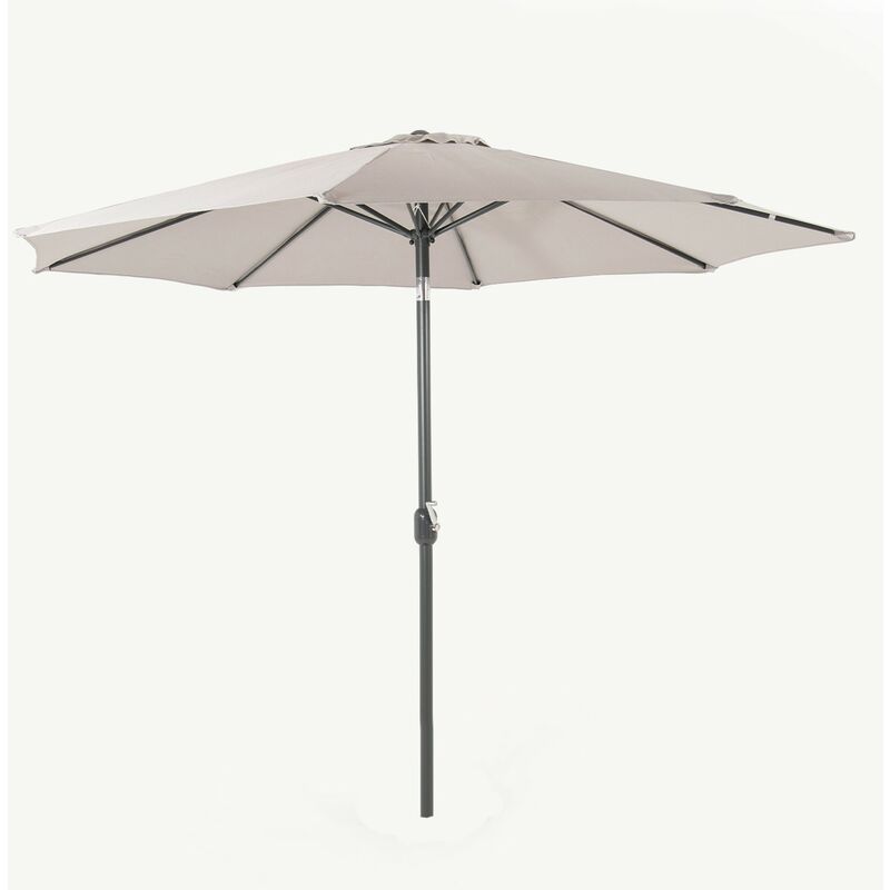 Parasol de jardin en aluminium Mt central Rond 300 cm Puissance olienne Poids du tissu 200 gr couleur gris clair