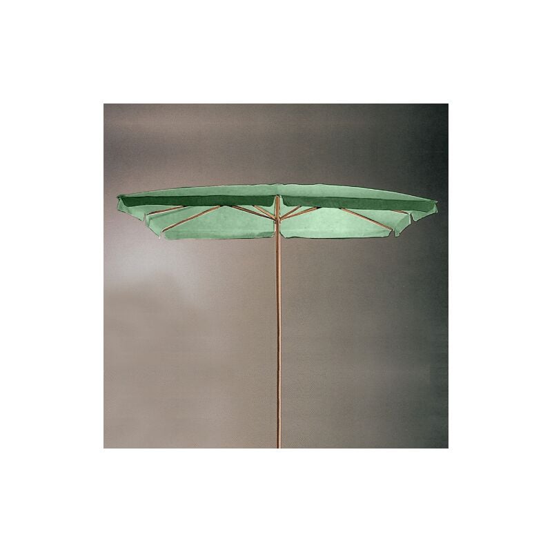 Parasol avec structure en bois a' 6 lattes et plateau vert en polyester 2x3 mt pour jardin exte'rieur