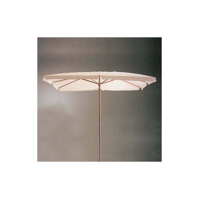 Parasol avec structure en bois a' 8 lattes et plateau en polyester blanc 3x4 me'tres pour jardin exte'rieur