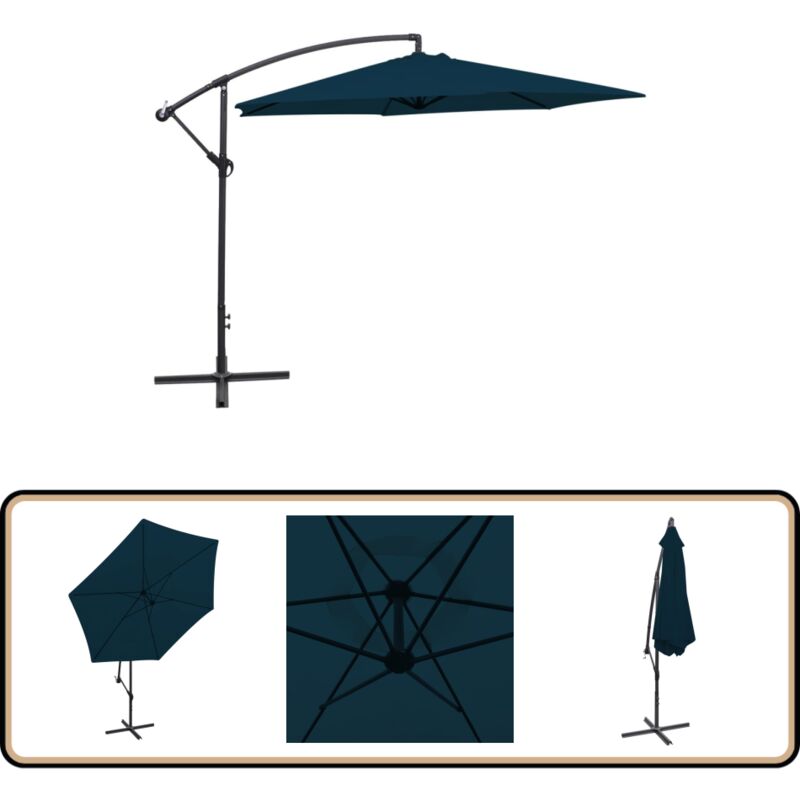 Parasol de jardin en porte-à-faux 3 m bleu - Parasol De Jardin - Parasol Rectangulaire - Parasol Bleu - Parasol Anti Uv - Parasol Résistant Au Vent