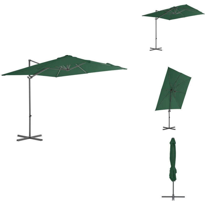 Parasol de jardin en porte-à-faux avec mât en acier vert - Parasol De Jardin - Parasol Suspendu - Parasol Vert - Parasol Résistant Aux uv - Parasol