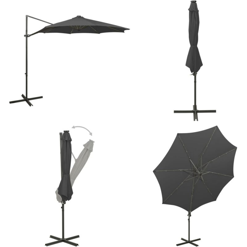 Parasol de jardin en porte-à-faux avec mât et lumières led - Parasol - Ombre - Éclairage Led - Terrasse - Jardin - Home & Living