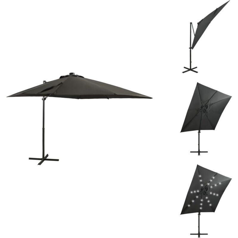 Parasol de jardin en porte-à-faux avec mât et lumières led - Parasol - Parasol Jardin - Ombre - Éclairage Led - Terrasse