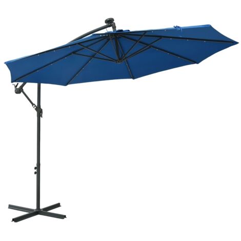 Parasol de jardin en porte-à-faux et lumières LED mât en acier vidaXL