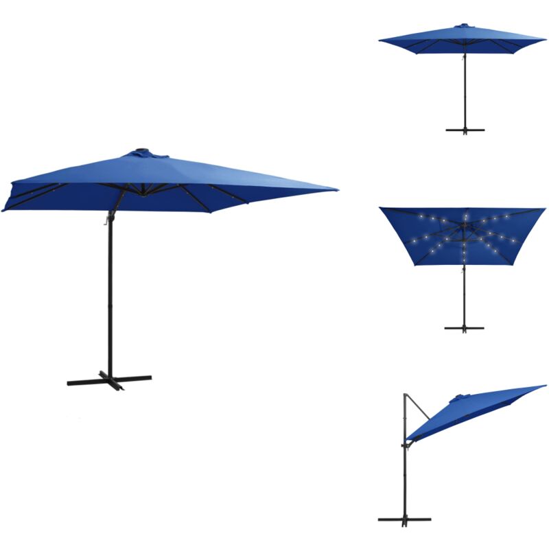 Parasol de jardin en porte-à-faux lumières led et mât en acier - Parasol Suspendu - Parasol led - Parasol Extérieur - Parasol Jardin - Parasol Pliable